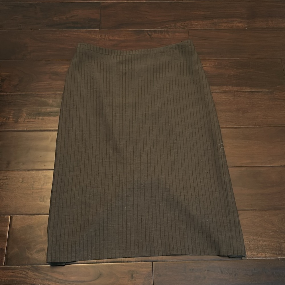 Brown Pinstriped Pencil Skirt
